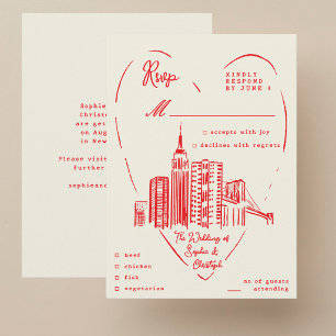 New York City NYC bruiloft RSVP bijgevoegde kaart