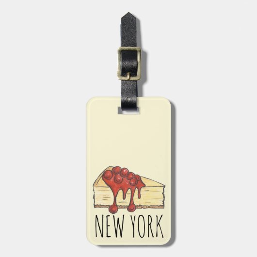 New York City NYC Cherry Cheesecake Cake Slice Bagagelabel (Voorkant verticaal)
