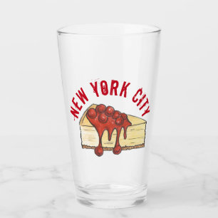 New York City NYC Cherry Cheesecake Slice Glas