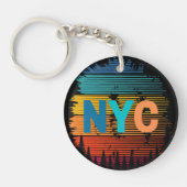 New York City NYC Colorful Button Sleutelhanger (Voorkant)
