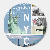 New York City NYC Elegant Modern Sjabloon Circle Magneet (Voorkant)