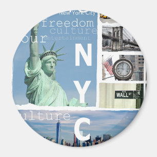 New York City NYC Elegant Modern Sjabloon Circle Magneet