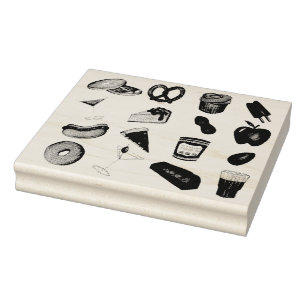 New York City NYC Foods Pizza Bagel Lox Cheesecake Rubberstempel