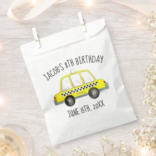 New York City NYC Geel Taxi Cab Verjaardagsfeest Bedankzakje (Geknipt)