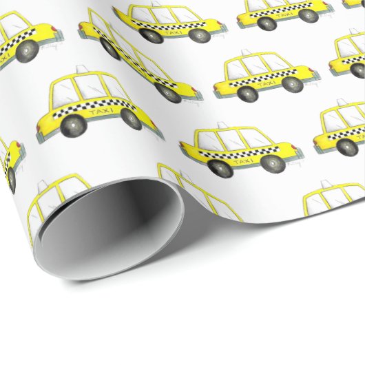 New York City NYC Geel Taxi Cab Verjaardagsfeest Cadeaupapier (Rol Hoek)