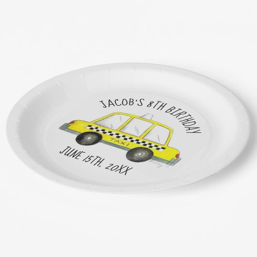 New York City NYC Geel Taxi Cab Verjaardagsfeest Papieren Bordje (Gekanteld)