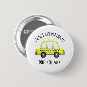 New York City NYC Geel Taxi Cab Verjaardagsfeest Ronde Button 5,7 Cm