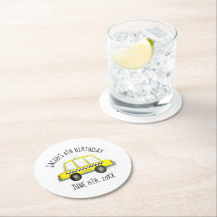 New York City NYC Geel Taxi Cab Verjaardagsfeest Ronde Kartonnen Onderzetter