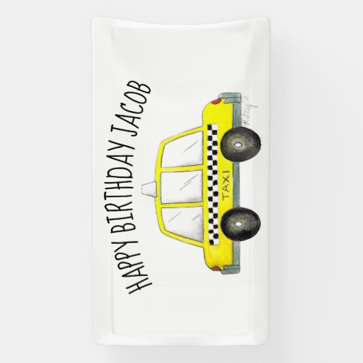 New York City NYC Geel Taxi Cab Verjaardagsfeest Spandoek (Verticaal)