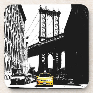 New York City NYC Geel Taxi Pop Art Bier Onderzetter