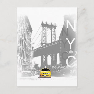 New York City NYC Geel Taxi Pop Art Briefkaart