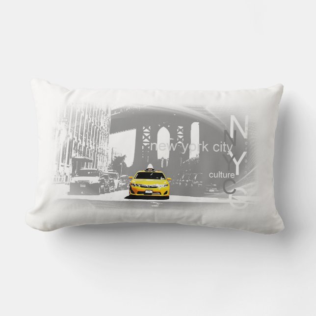 New York City NYC Geel Taxi Pop Art Kussen (Voorkant)