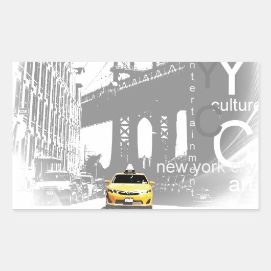 New York City NYC Geel Taxi Pop Art Rechthoekige Sticker (Voorkant)