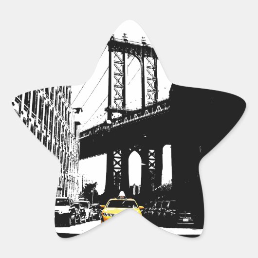 New York City NYC Geel Taxi Pop Art Ster Sticker (Voorkant)