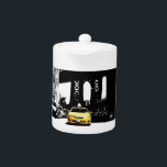 New York City NYC Geel Taxi Pop Art Theepot<br><div class="desc">New York City Nyc Yellow Taxi Brooklyn Bridge Pop Art Afbeelding</div>