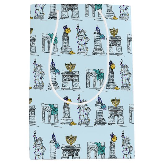 New York City NYC Hanukkah Landmarks Architecture Medium Cadeauzakje (Voorkant)