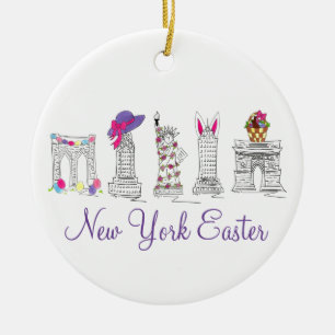 New York City NYC Happy Easter Parade Landmarks Keramisch Ornament