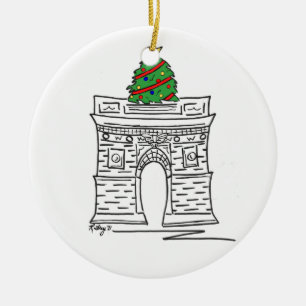 New York City NYC Kerstmis Square Tree Keramisch Ornament