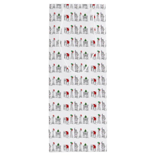 New York City NYC Landmark Kerstmis Wine Bag Wijn Cadeautas (Achterkant)