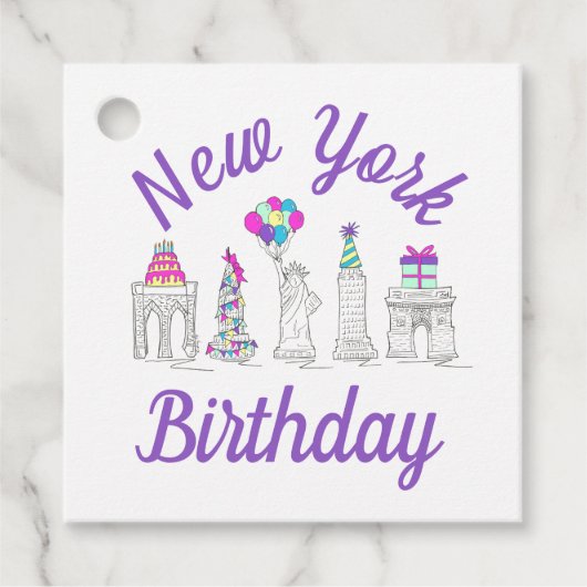 New York City NYC Landmarks Birthday Party Bedankjes Labels (Voorkant)