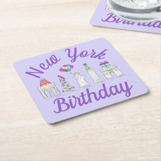New York City NYC Landmarks Birthday Party Kartonnen Onderzetters (Schuin)