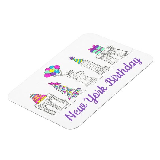 New York City NYC Landmarks Birthday Party Magneet (Linkerzijde)