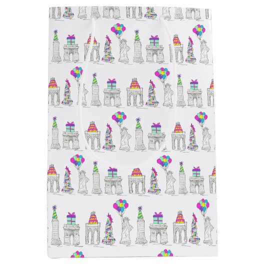 New York City NYC Landmarks Birthday Party Medium Cadeauzakje (Voorkant)