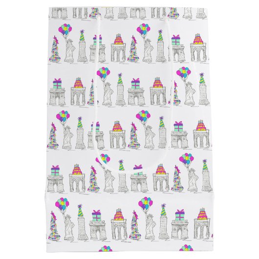 New York City NYC Landmarks Birthday Party Medium Cadeauzakje (Achterkant)