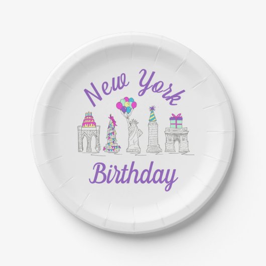 New York City NYC Landmarks Birthday Party Papieren Bordje (Voorkant)