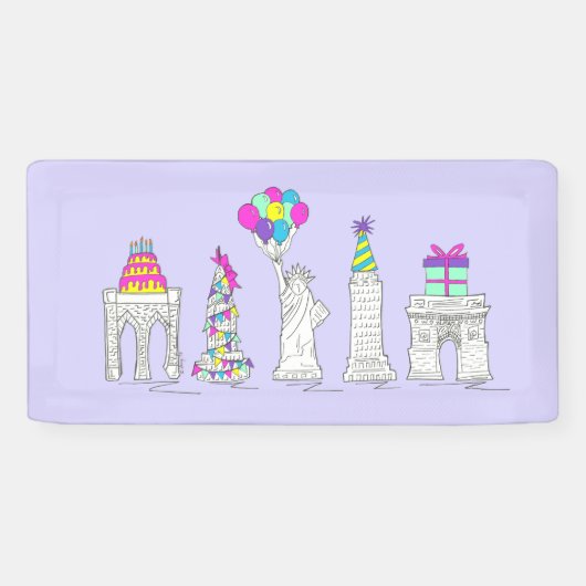 New York City NYC Landmarks Birthday Party Spandoek (Horizontaal)