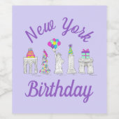 New York City NYC Landmarks Birthday Party Wijn Etiket (Enkel label)