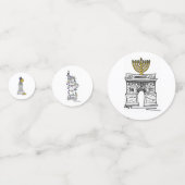 New York City NYC Landmarks Hanukkah Holiday Confetti (Voorkanten)