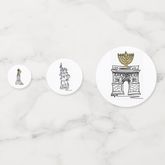New York City NYC Landmarks Hanukkah Holiday Confetti (Voorkanten)