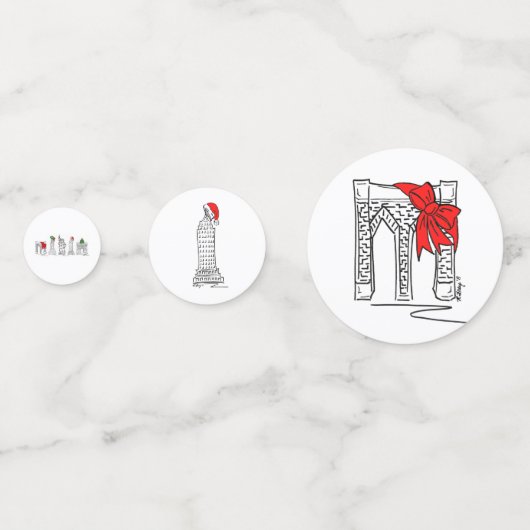 New York City NYC Landmarks Kerstmis Holiday Confetti (Voorkanten)