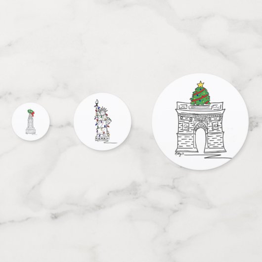 New York City NYC Landmarks Kerstmis Holiday Confetti (Achterkanten)