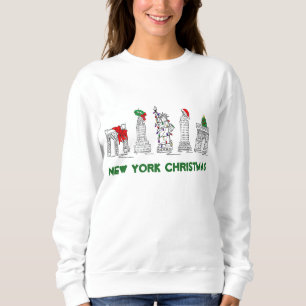 New York City NYC Landmarks Kerstmis Holiday Trui