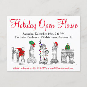 New York City NYC Landmarks Kerstmis Holiday Uitnodiging Briefkaart