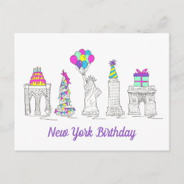 New York City NYC Landmarks Verjaardagsfeestje Briefkaart