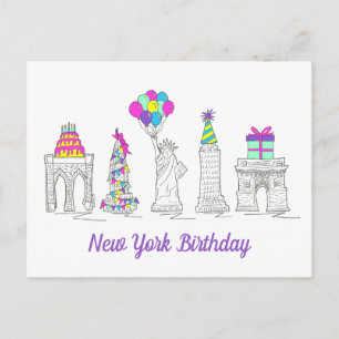 New York City NYC Landmarks Verjaardagsfeestje Briefkaart