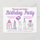 New York City NYC Landmarks Verjaardagsfeestje Uitnodiging Briefkaart (Voorkant)