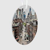 New York City NYC Manhattan Kerstmis Ornament (voorkant)