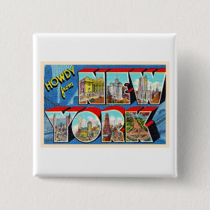 New York City NYC NY Large Letter Briefkaart Vierkante Button 5,1 Cm