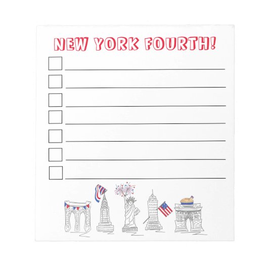 New York City NYC Patriottic Juli 4 de Om Lijst te Notitieblok (Voorkant)