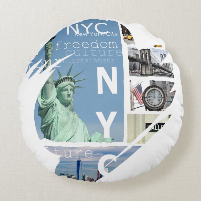 New York City Nyc Rond Kussen (Voorkant)