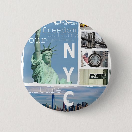 New York City Nyc Ronde Button 5,7 Cm (Voorkant)