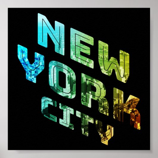 New York City NYC Skyline Downtown Manhattan Metro Poster (Voorkant)