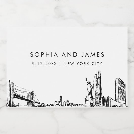 New York City NYC Skyline Mini Sparkling Wijnetiket (Enkel label)