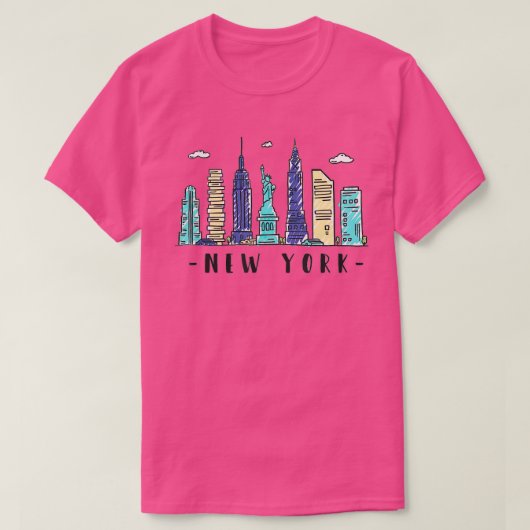 New York City NYC Skyline NY Waterverf Souvenir G T-shirt (Design voorkant)