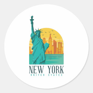 New York City, NYC Skyline Ronde Sticker