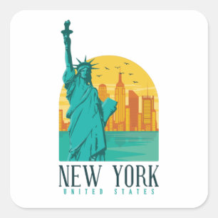 New York City, NYC Skyline Vierkante Sticker